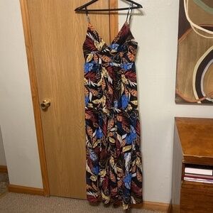 Flying Tomato NWT Large w/Tropical Print Spaghetti Strap Sleeveless Maxi Dress